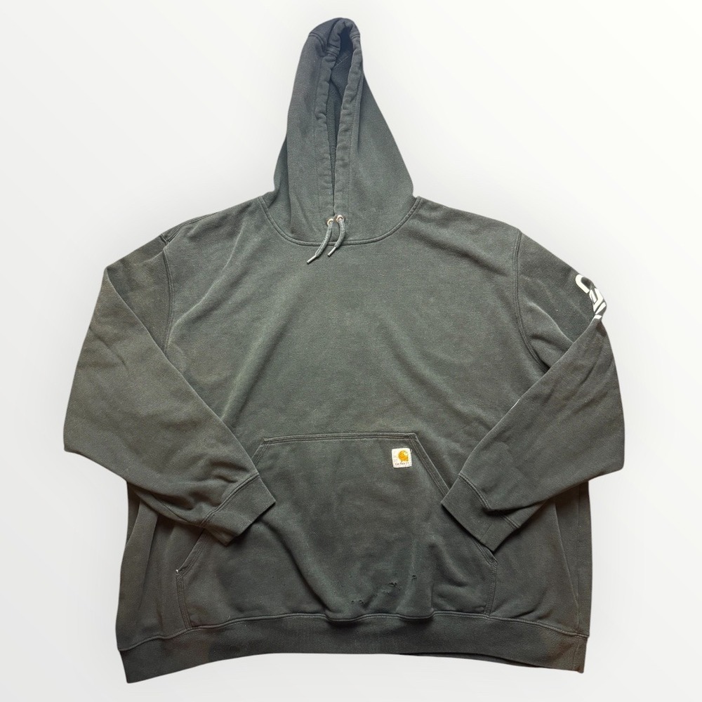Carhartt Mens 4XL Original Fit Sleeve Logo Hoodie Faded Black Distressed K288